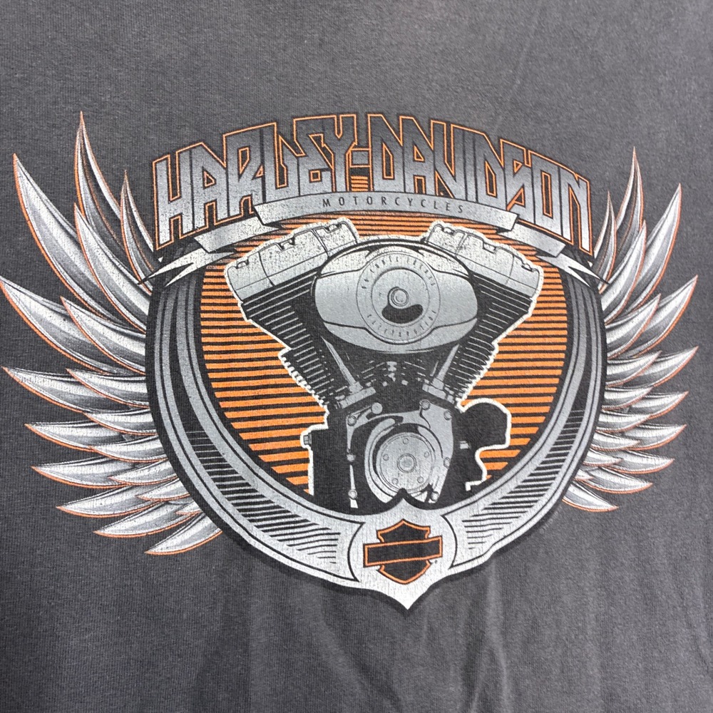 Harley-Davidson Long Sleeve Shirt Mens Medium Gray Graphic Sleeve Print - Picture 3 of 10